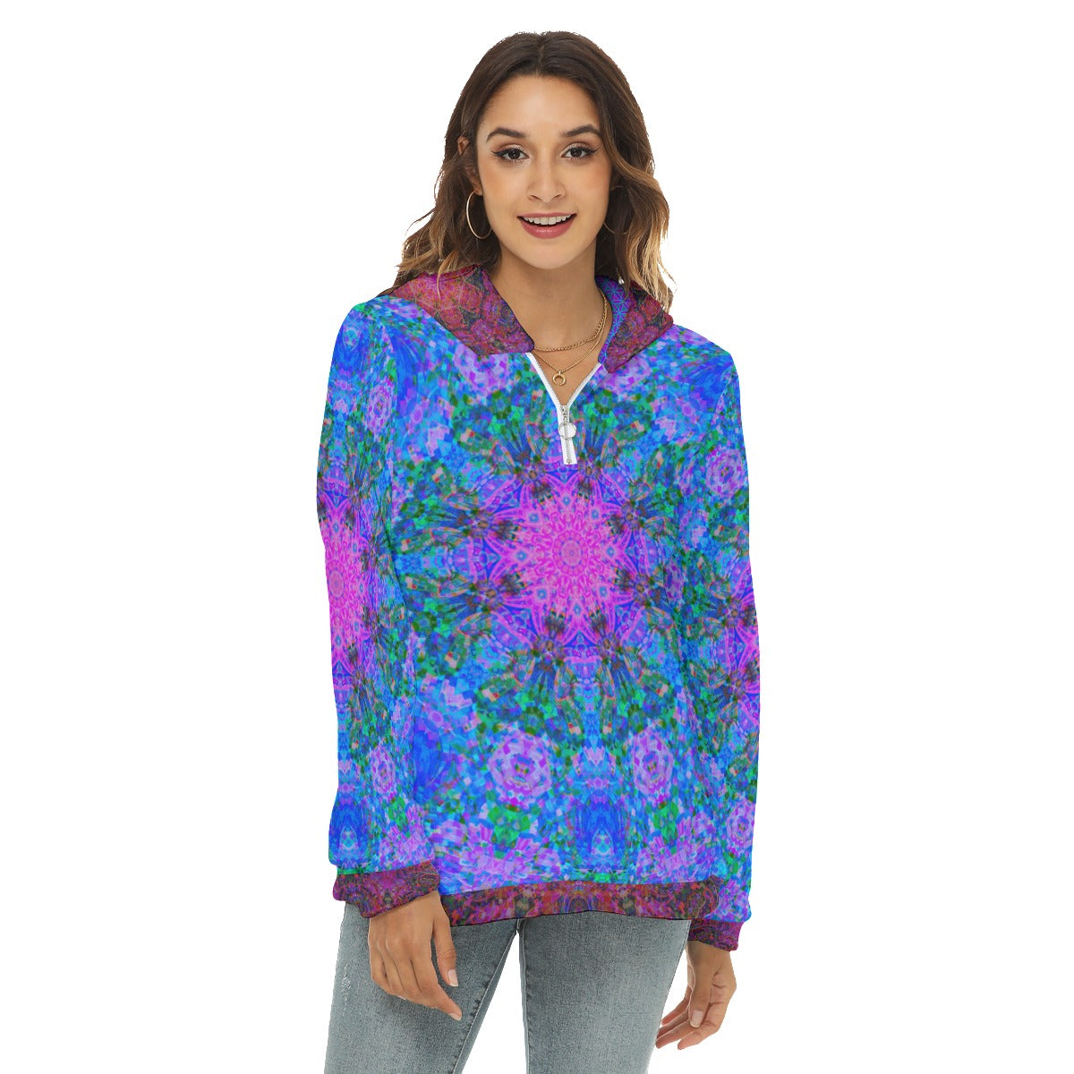 Ultraviolet Travelling Waves Plush Fleece Hoodie