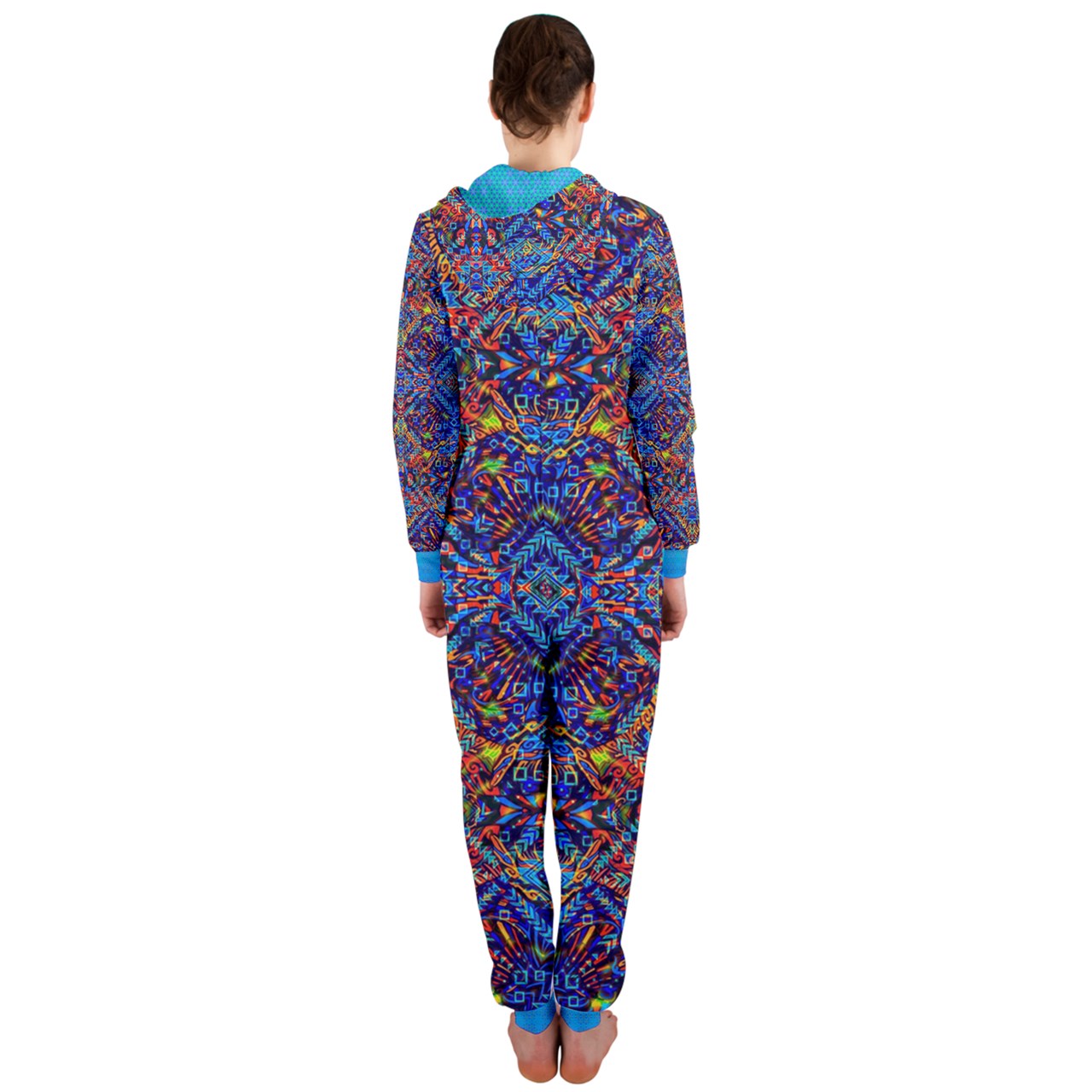 Women's Aztec Azul Hooded Onesie