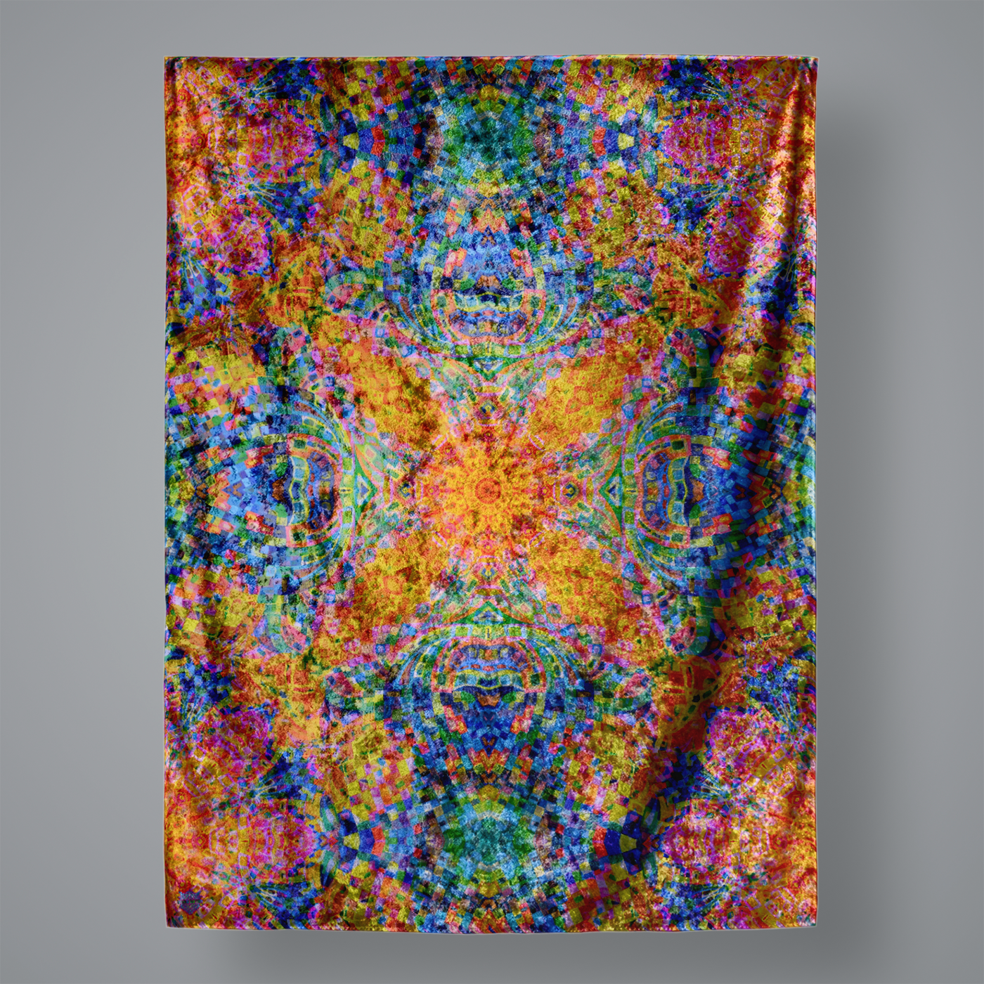 Psychedelic Travelling Waves Crushed Velvet Wall Tapestry 80x60