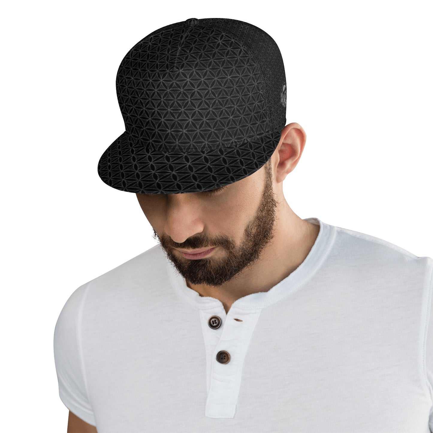 Black Flower of Life Snapback Hat