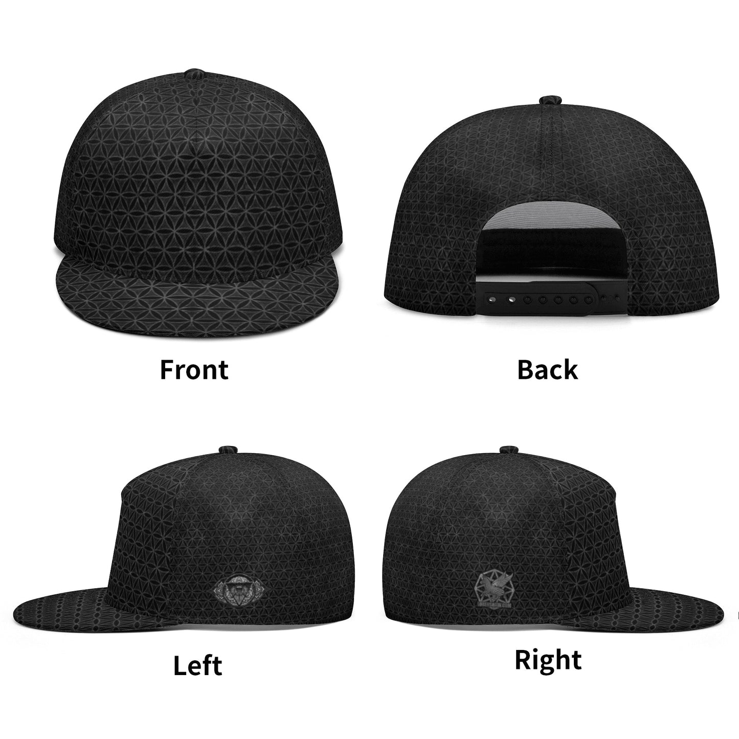 Black Flower of Life Snapback Hat