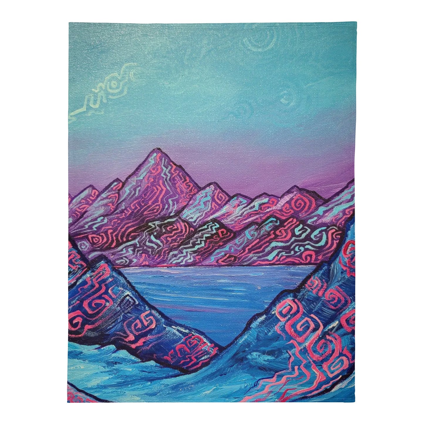 Hindu Kush Mountains Painting Plush Fleece Blanket