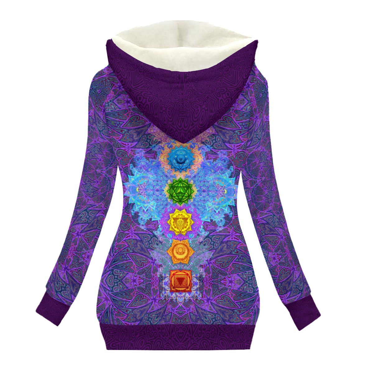 Purple Chakra Awakening Women's Hooded Jacket with Fleece Lining