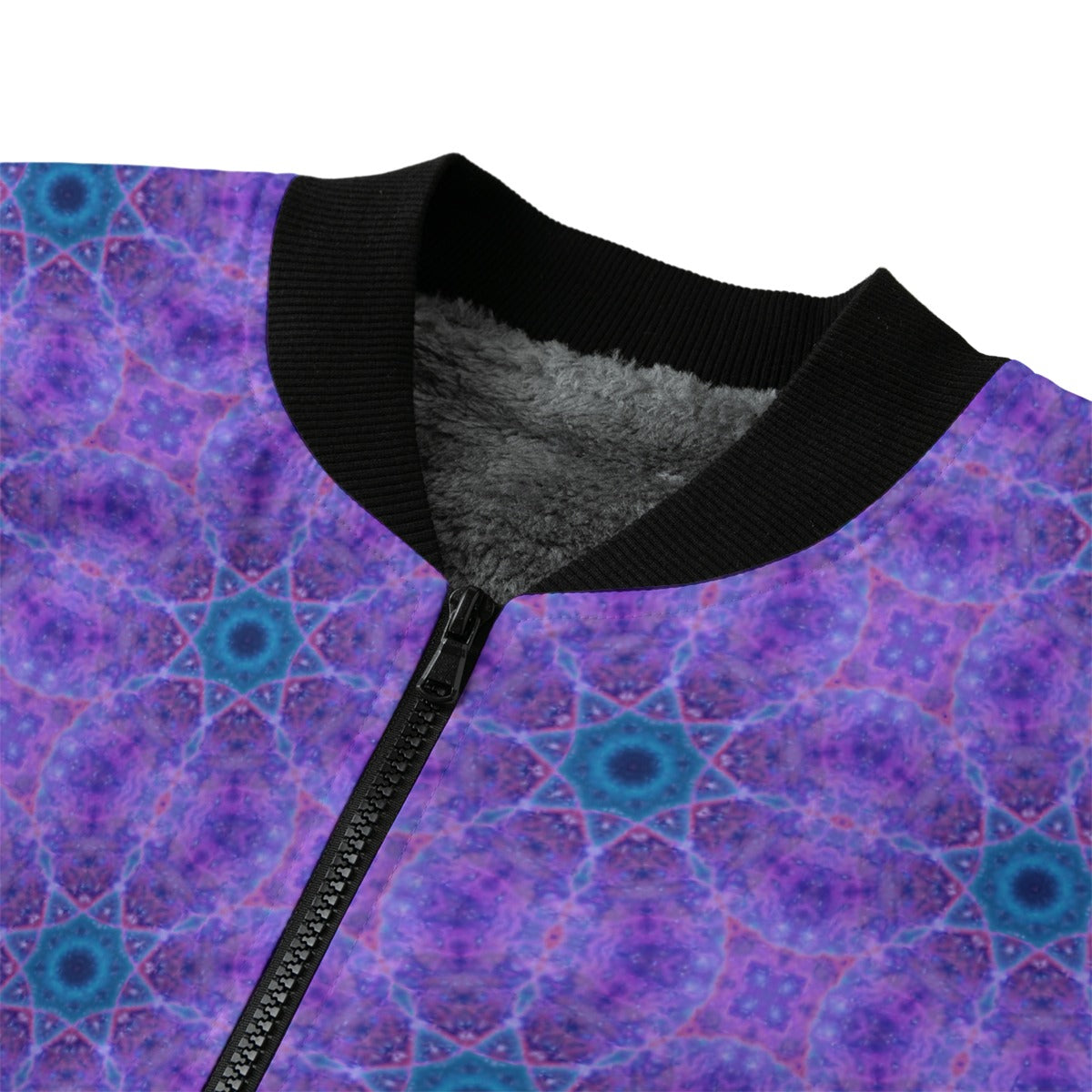 Purple Cosmic Rays Bomber Jacket w/ Sherpa Lining