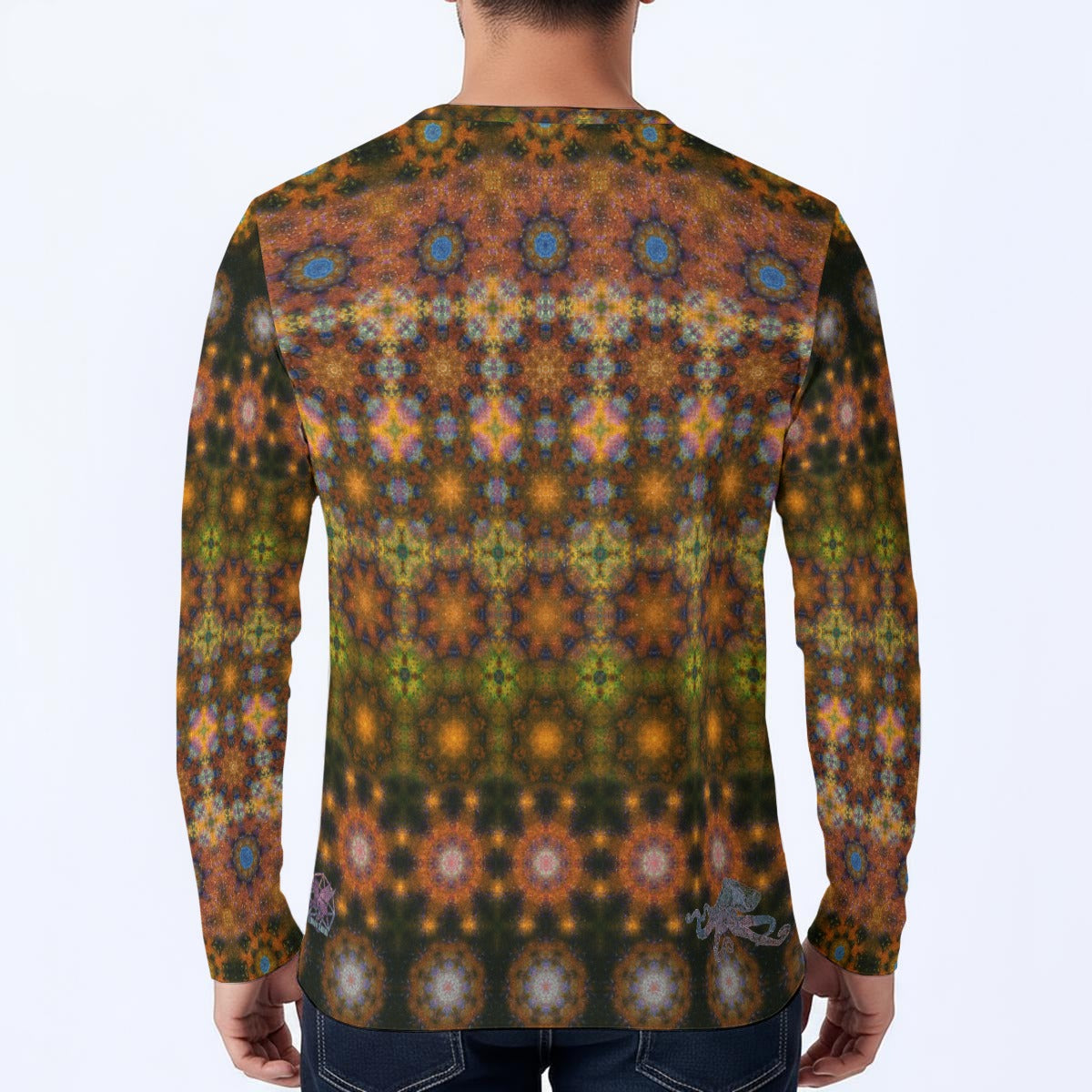 Cosmic Coral Reef Long-Sleeve Henley Shirt