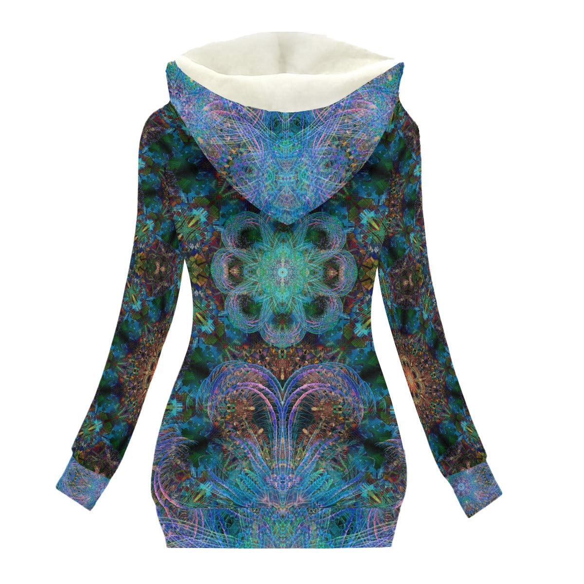 Scarab Mandala Women's Hooded Jacket with Fleece Lining
