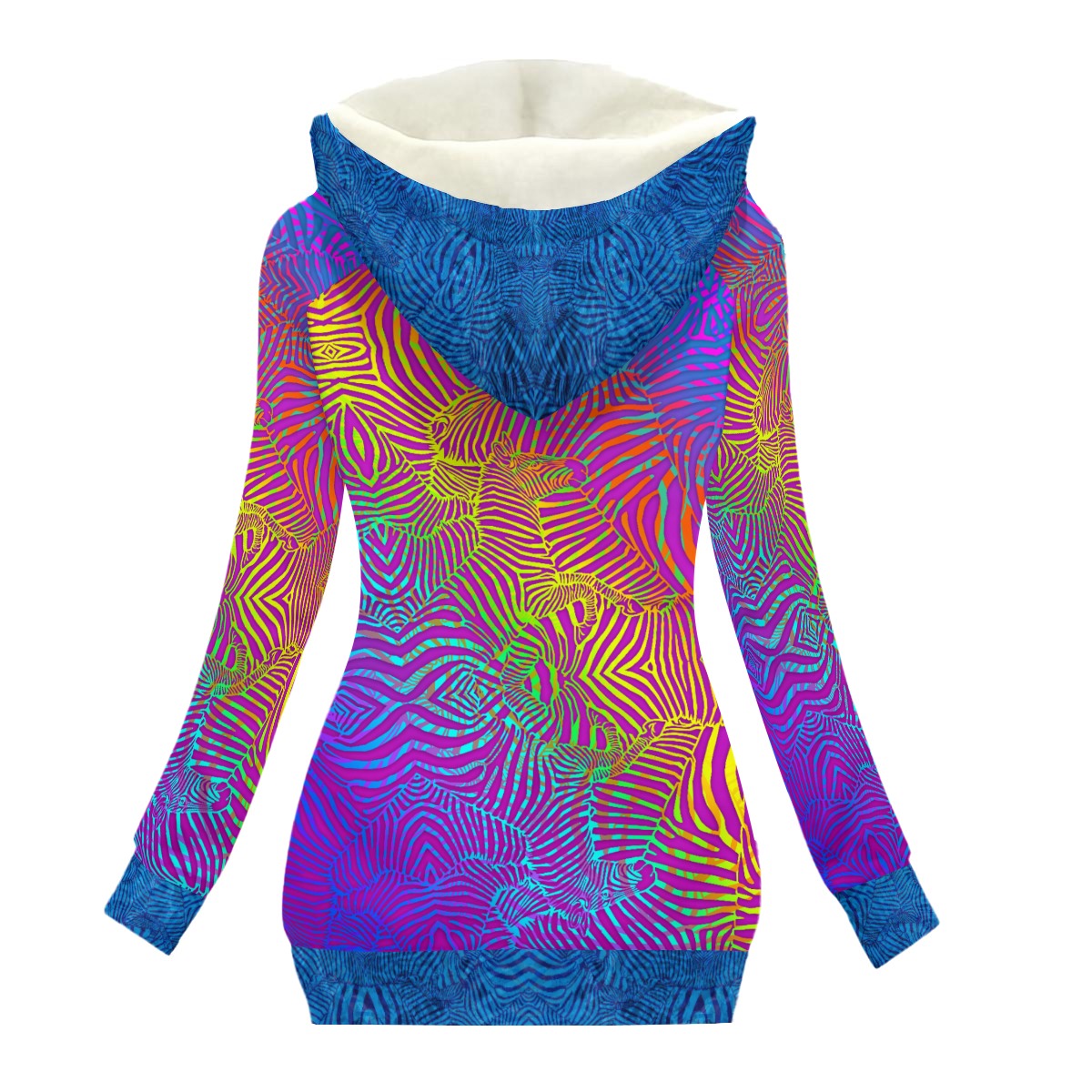 Rainbow Zebras Women's Hooded Jacket with Fleece Lining