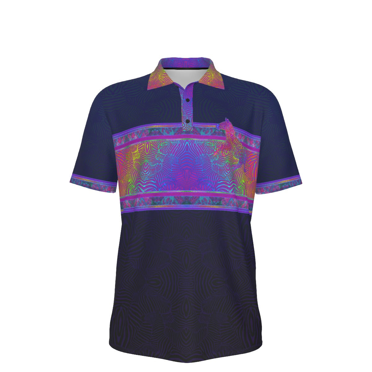 Rainbow Zebra Stretch Polo Golf Shirt