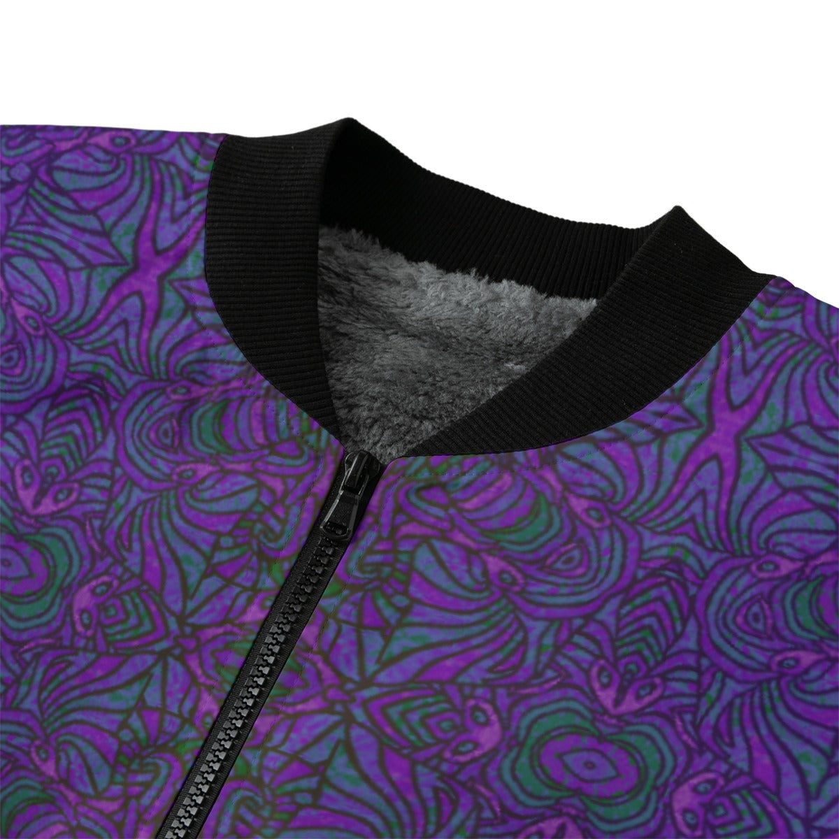 Purple Elephants Bomber Jacket w/ Sherpa Lining