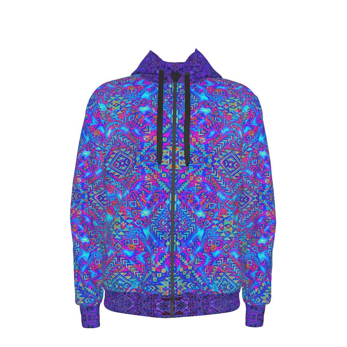 Psychedelic Azul Aztec Premium Zip Hoodie