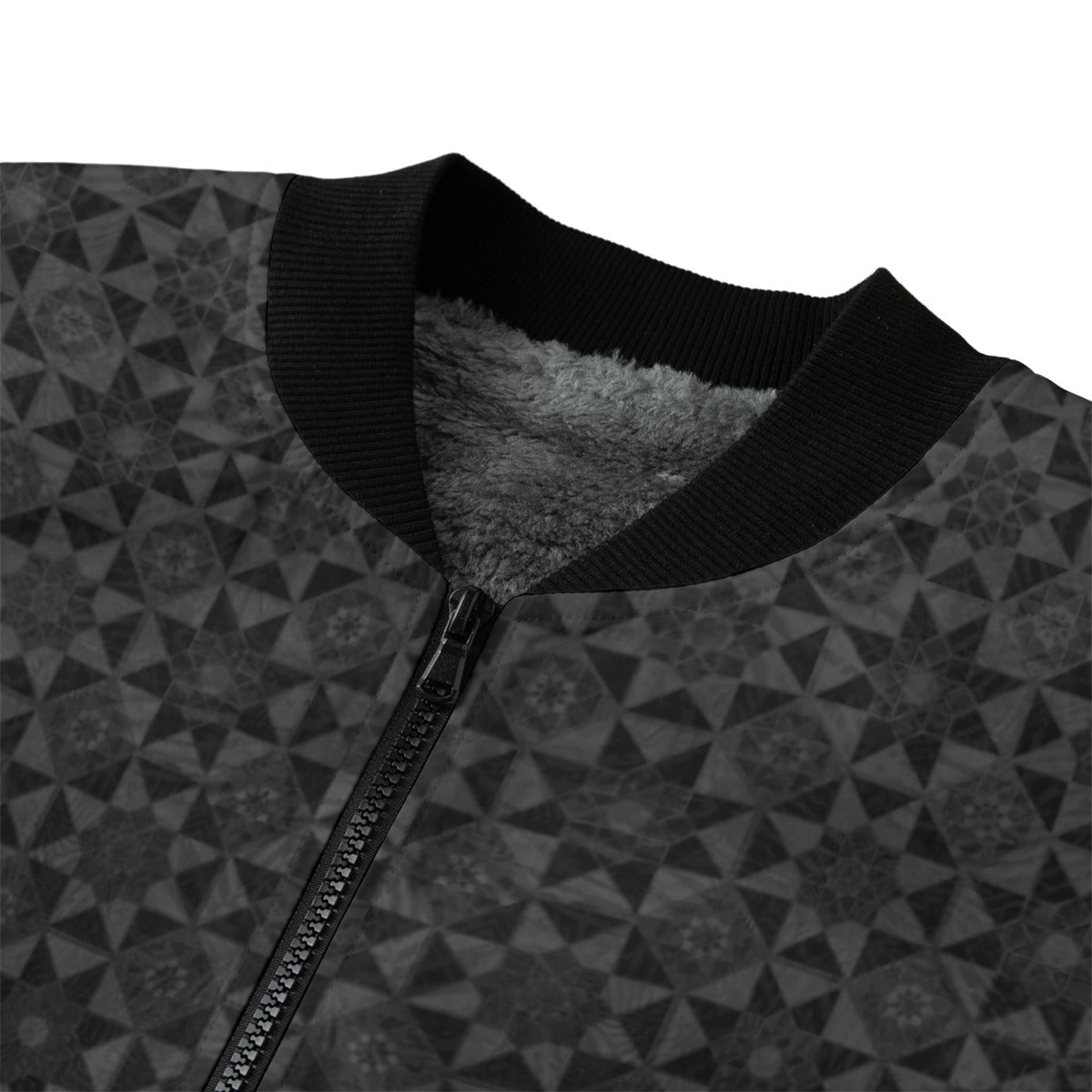 Black Tesseract Bomber Jacket w/ Sherpa Lining