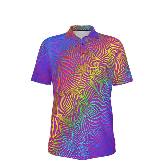 Zebra Rainbow Stretch Polo Golf Shirt