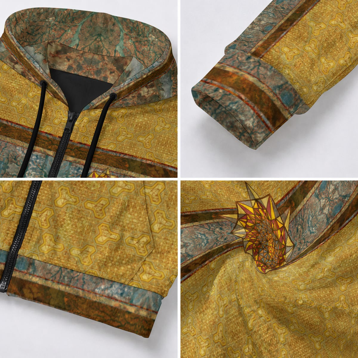 Golden Tetrahedron Crushed Velvet Zip Hoodie