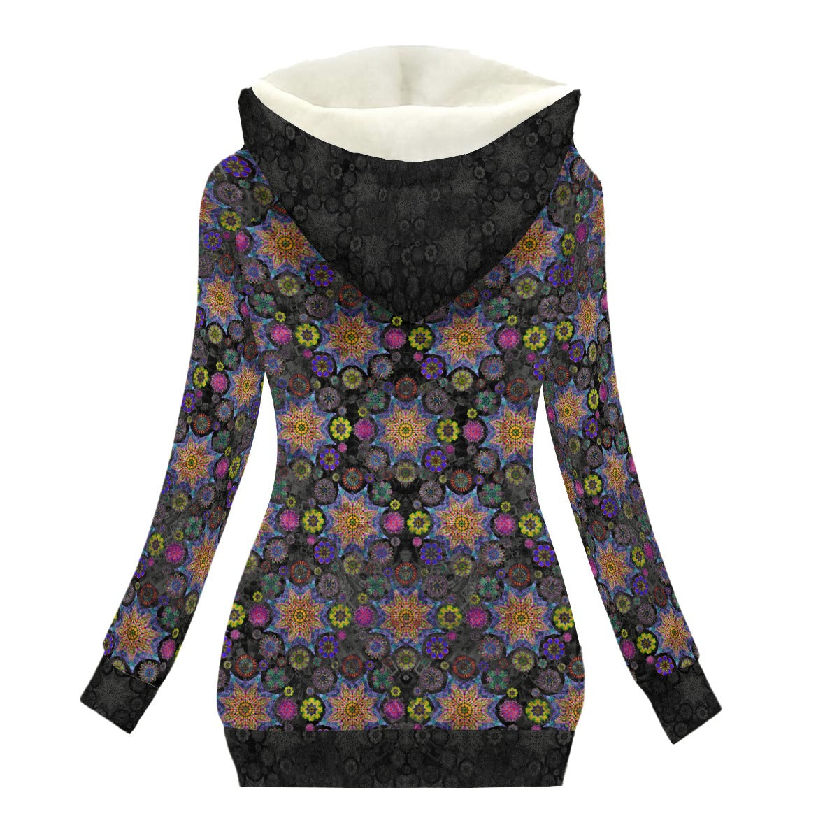 Star Mandala Effects Women's Hooded Jacket with Fleece Lining