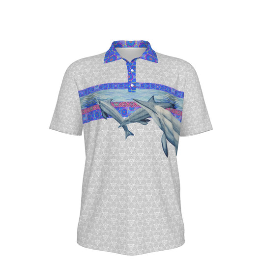 Dolphins and Whales Stretch Polo Golf Shirt