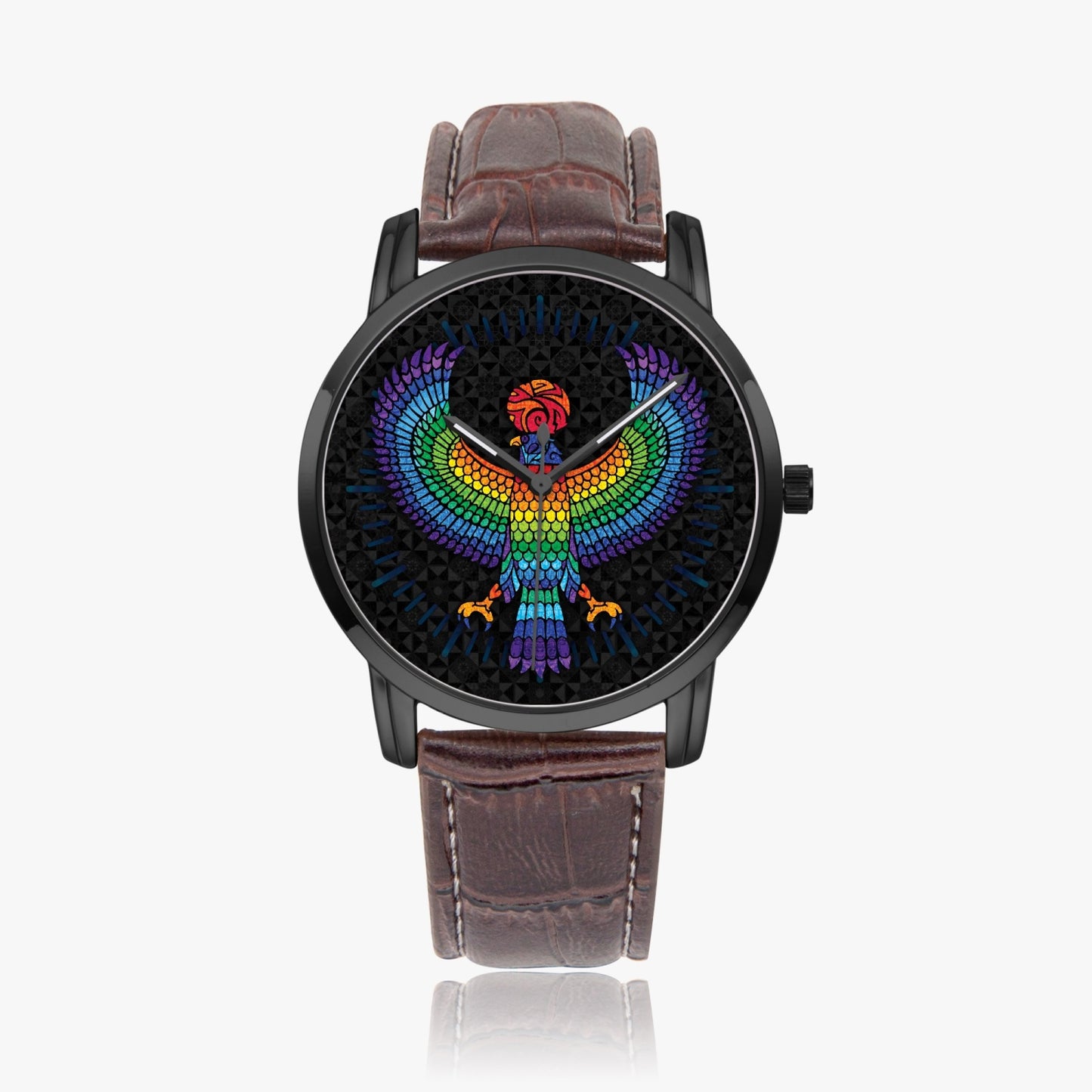 Eagle of Horus Stainless Steel Quartz watch w/ Genuine Leather Strap