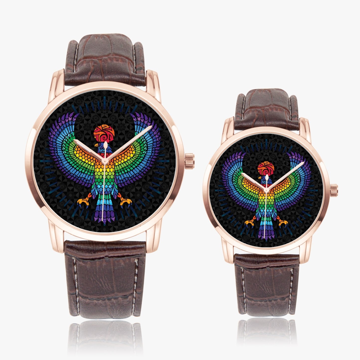 Eagle of Horus Stainless Steel Quartz watch w/ Genuine Leather Strap