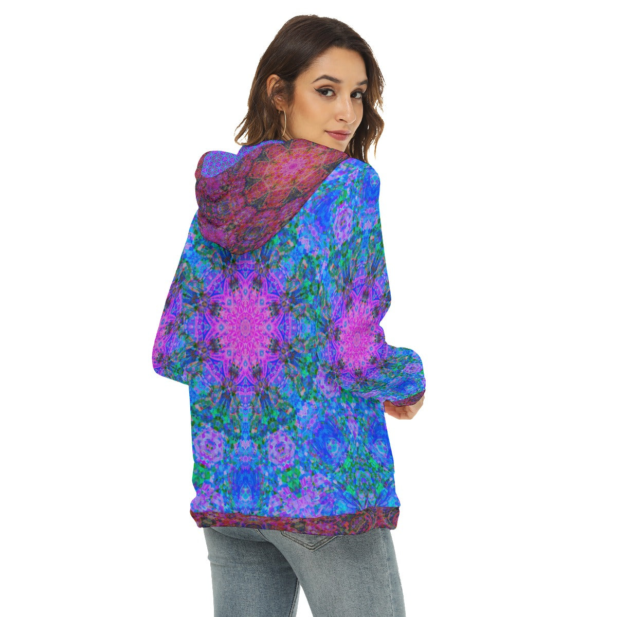 Ultraviolet Travelling Waves Plush Fleece Hoodie