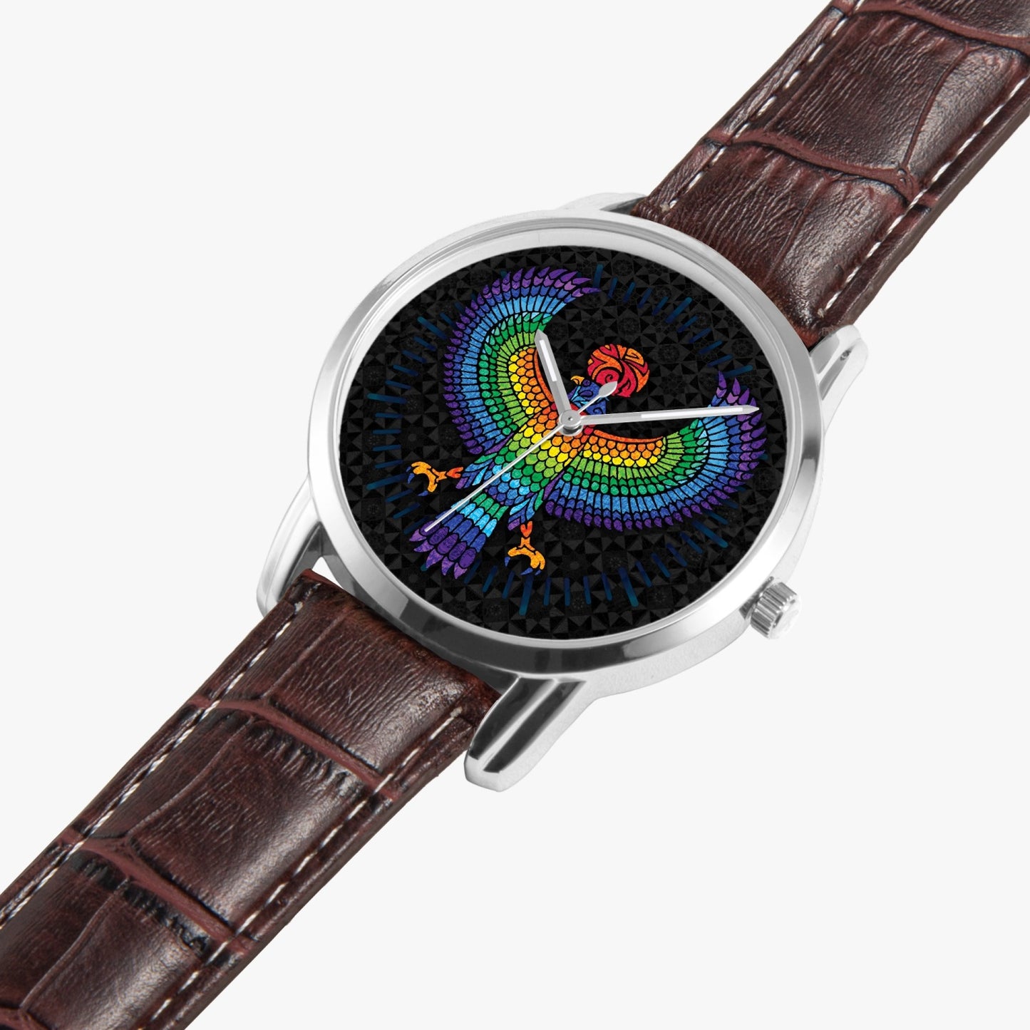 Eagle of Horus Stainless Steel Quartz watch w/ Genuine Leather Strap
