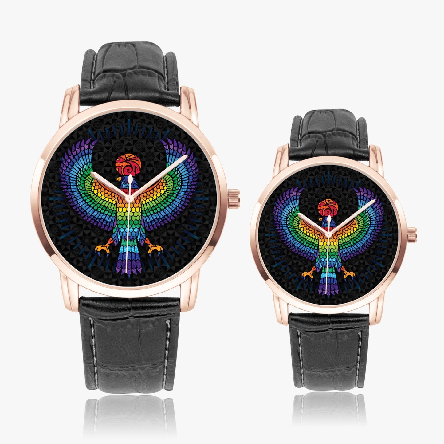 Eagle of Horus Stainless Steel Quartz watch w/ Genuine Leather Strap