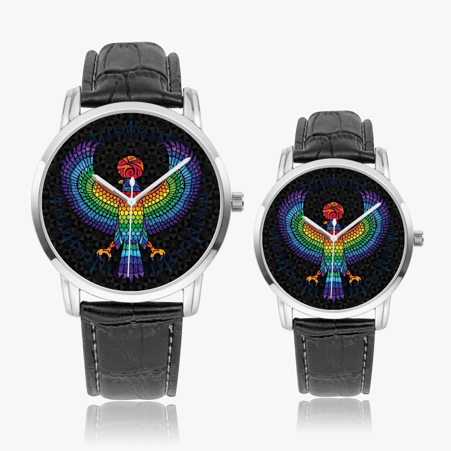 Eagle of Horus Stainless Steel Quartz watch w/ Genuine Leather Strap