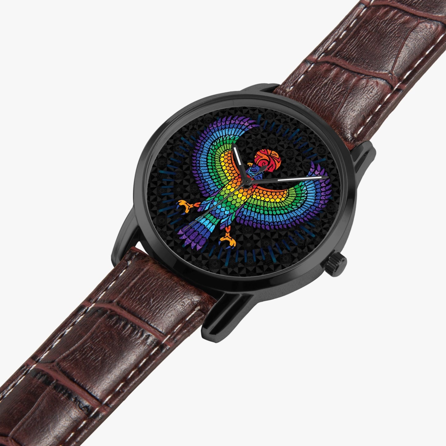 Eagle of Horus Stainless Steel Quartz watch w/ Genuine Leather Strap