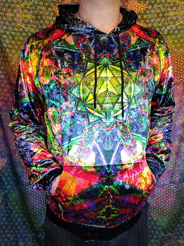 Heart Chakra Mandala Crushed Velvet Hoodie