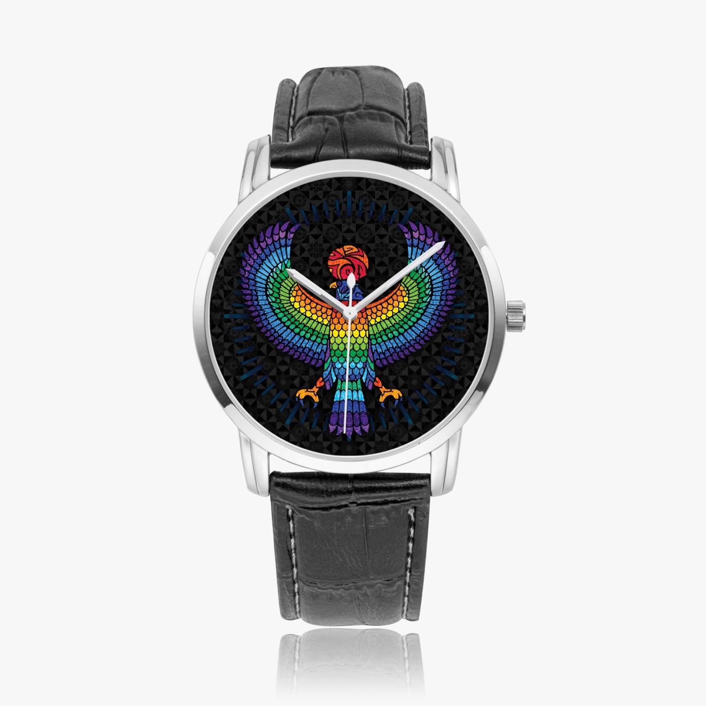 Eagle of Horus Stainless Steel Quartz watch w/ Genuine Leather Strap