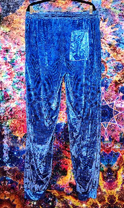 Aqua Zebra Ripple Crushed Velvet Jogger Pants