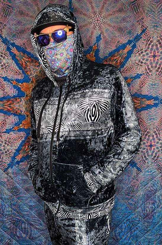 Zebra Reflections Crushed Velvet Zip Hoodie