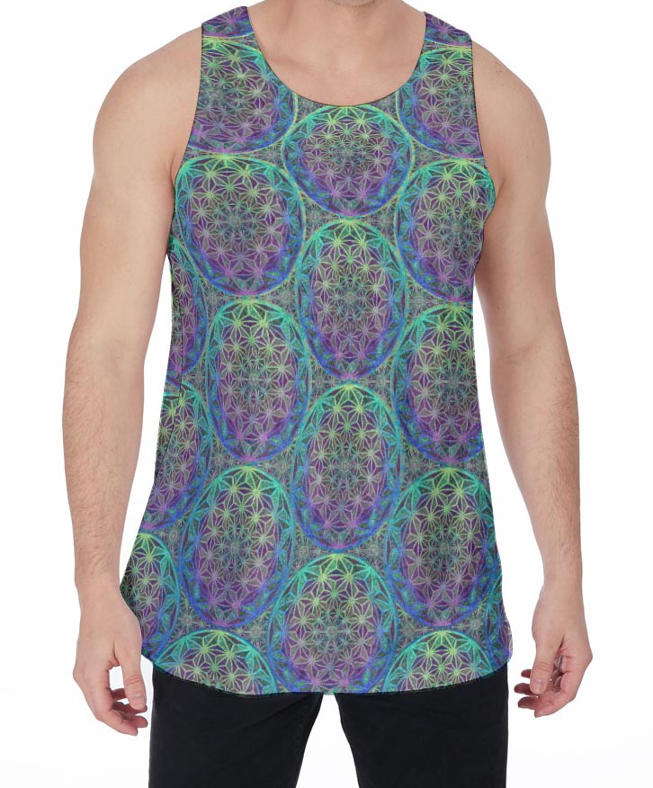 Birth of a Flower Teal Crushed Velvet Tank Top