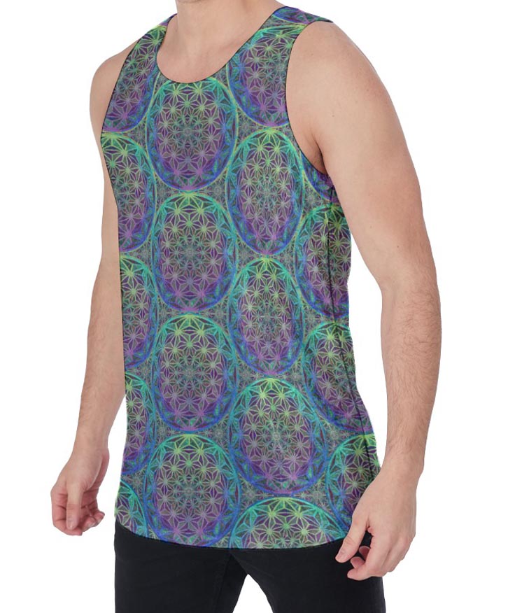 Birth of a Flower Teal Crushed Velvet Tank Top