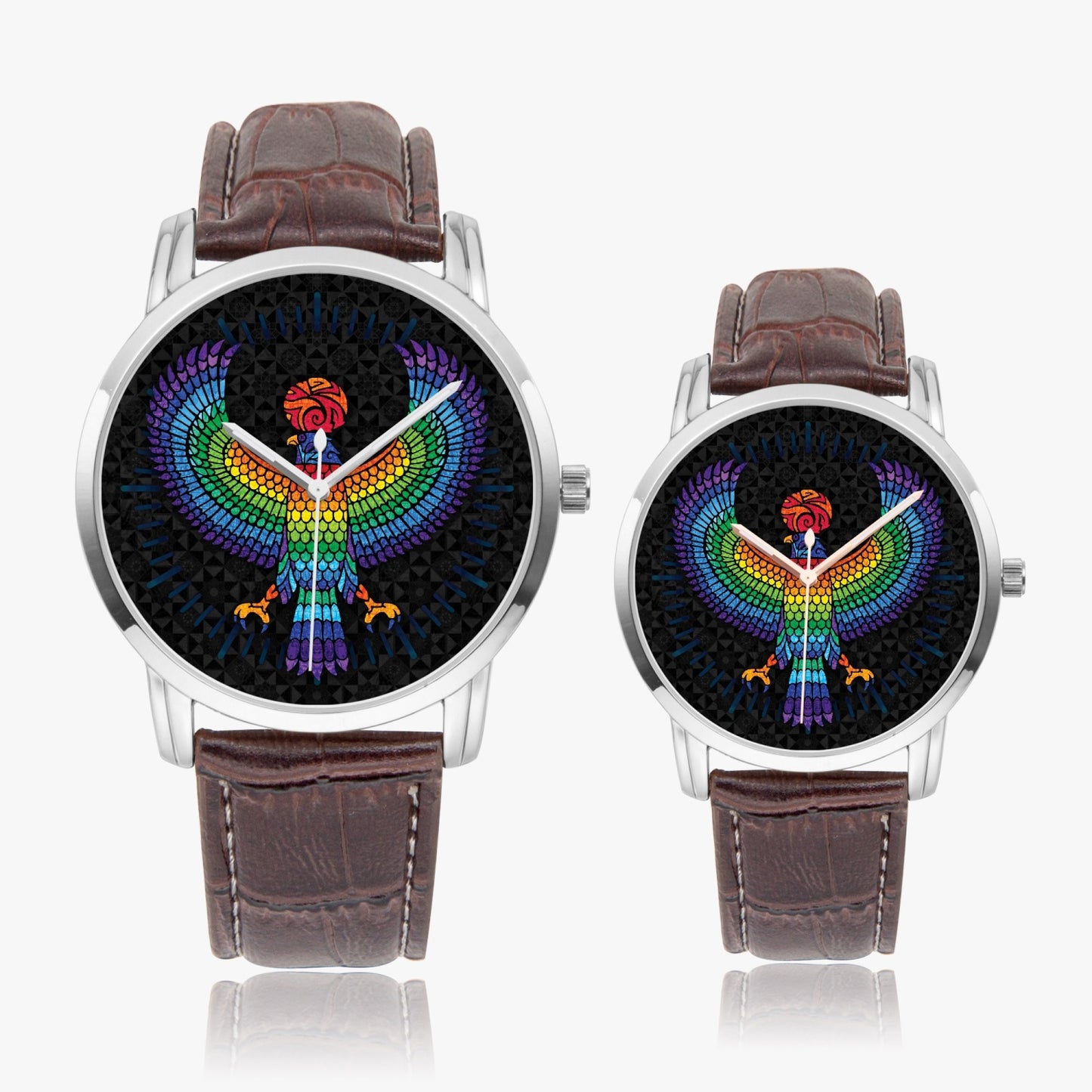 Eagle of Horus Stainless Steel Quartz watch w/ Genuine Leather Strap