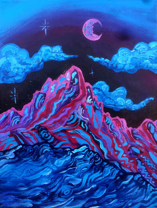 Eastern Desert Moon Rise Original Painting
