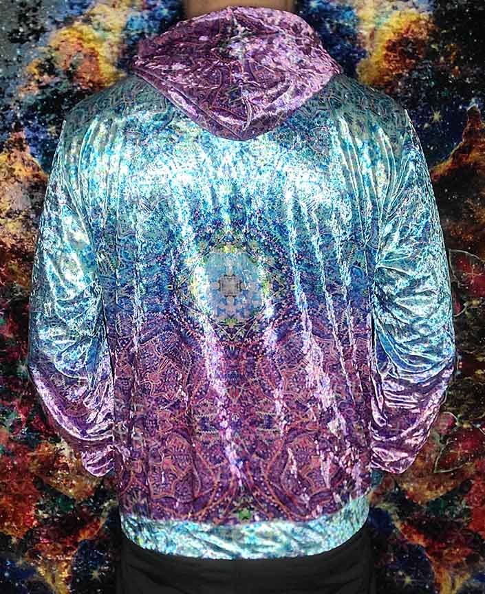Lotus Flower of Life Crushed Velvet Hoodie