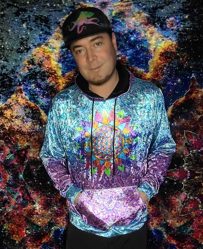 Lotus Flower of Life Crushed Velvet Hoodie