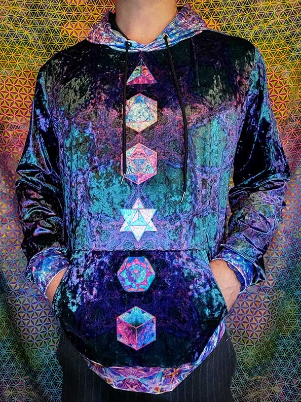 Purple Platonic Solids Crushed Velvet Hoodie