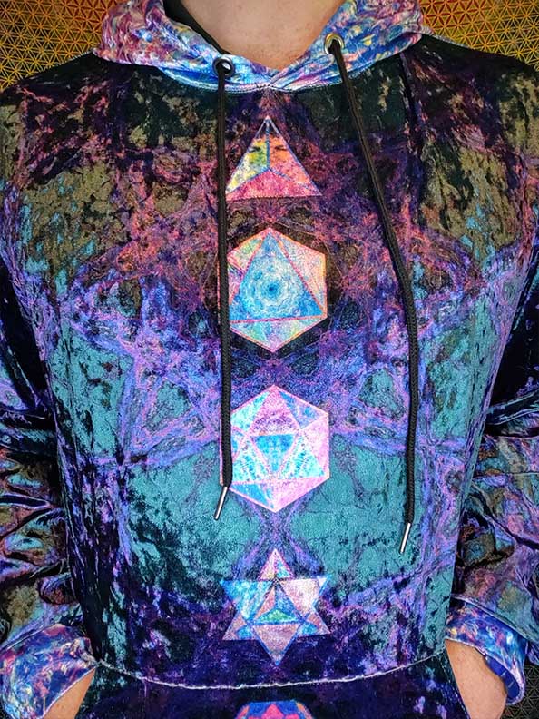 Purple Platonic Solids Crushed Velvet Hoodie