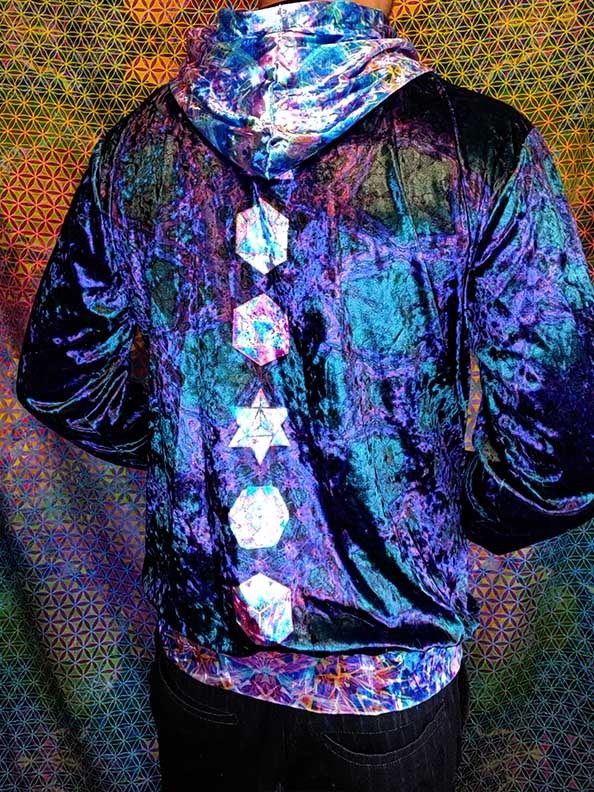 Purple Platonic Solids Crushed Velvet Hoodie