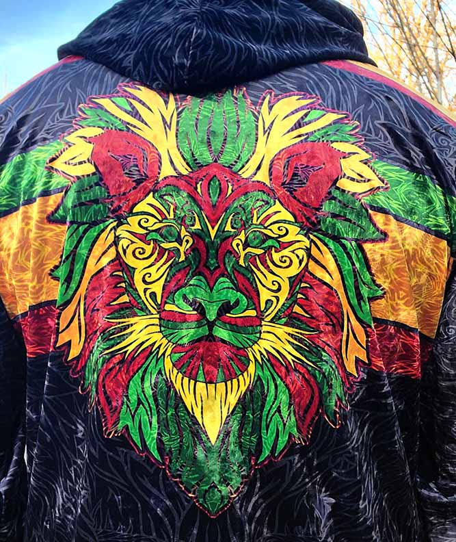 Rasta Lion Crushed Velvet Hoodie