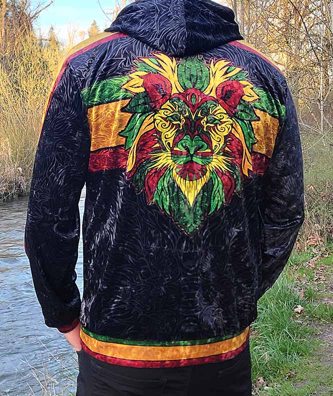 Rasta Lion Crushed Velvet Hoodie