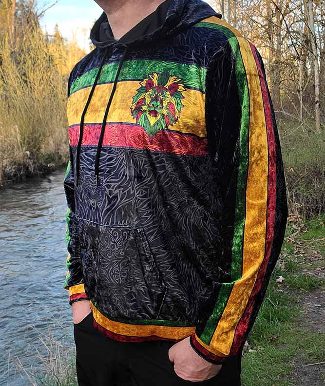 Rasta Lion Crushed Velvet Hoodie