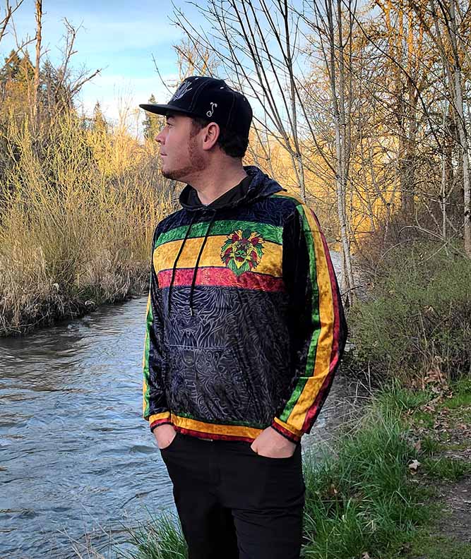 Rasta Lion Crushed Velvet Hoodie