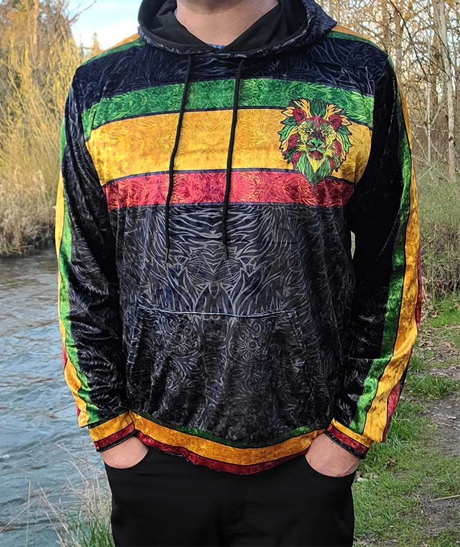Rasta Lion Crushed Velvet Hoodie