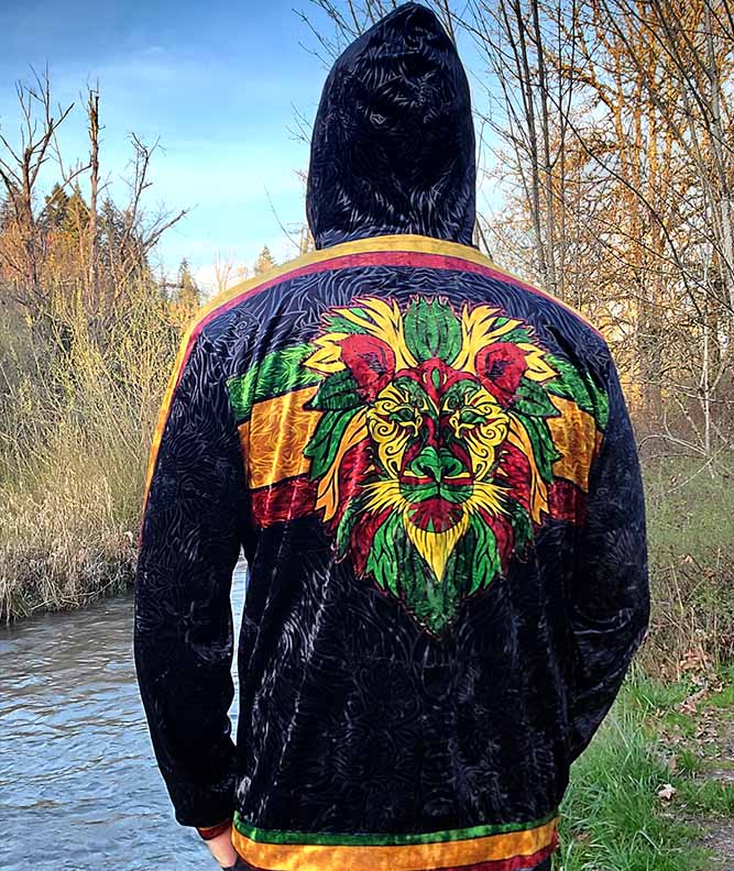 Rasta Lion Crushed Velvet Hoodie
