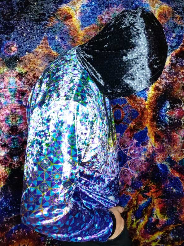 Tesseract Hypercube Crushed Velvet Hoodie