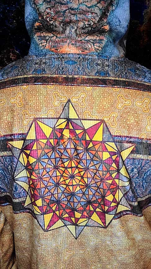 Golden 64 Point Star Tetrahedron Plush Hoodie Tracksuit Top