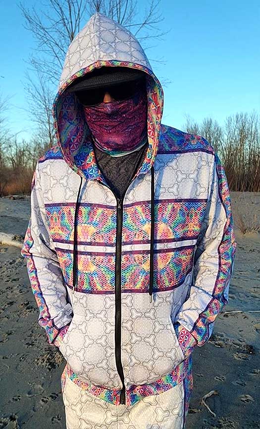64 Point Star Tetrahedron Day Trip Premium Zip Hoodie