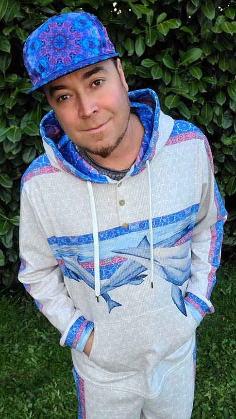 Whales and Dolphins Plush Hoodie Tracksuit Top