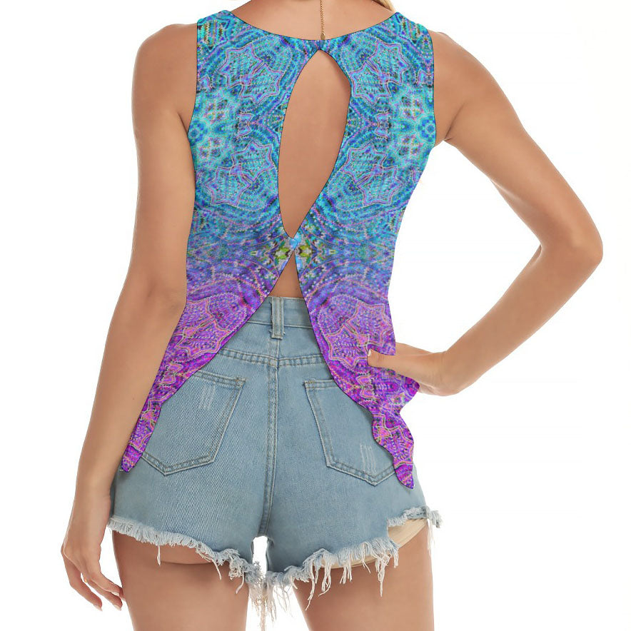 Purple Starlight Hollow Back Yoga Top